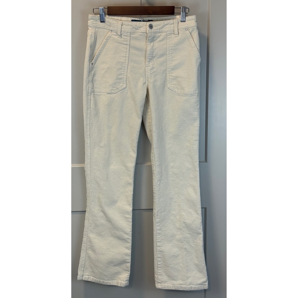 Indigo Rising High Rise Bootcut‎ Corduroy Pants Sz 7/28 Cream Ivory Patch Pocket